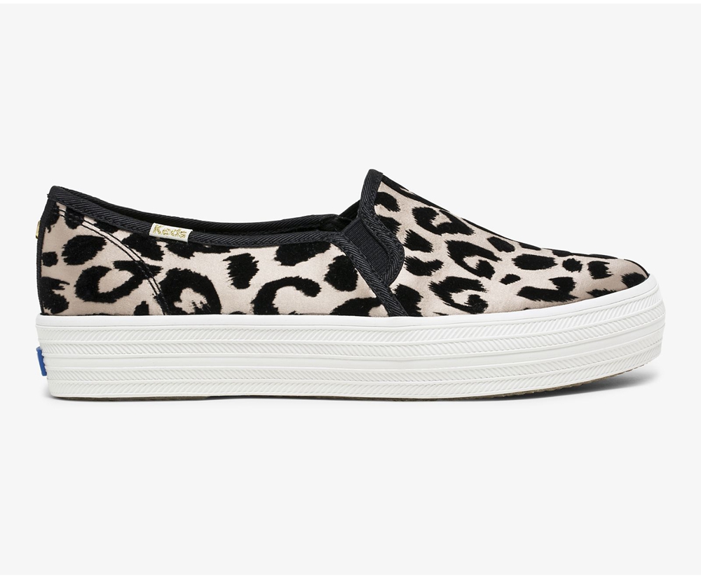 Keds Slip Ons Leopard - Kate Spade new york Triple Decker Flocked Leopard - Womens DHJMUT-163